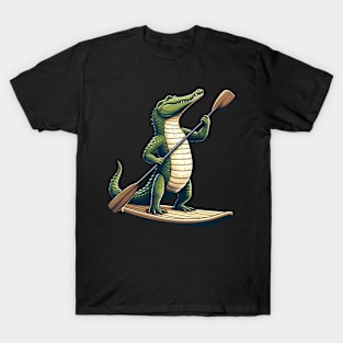 Crocodile on stand-up paddle T-Shirt